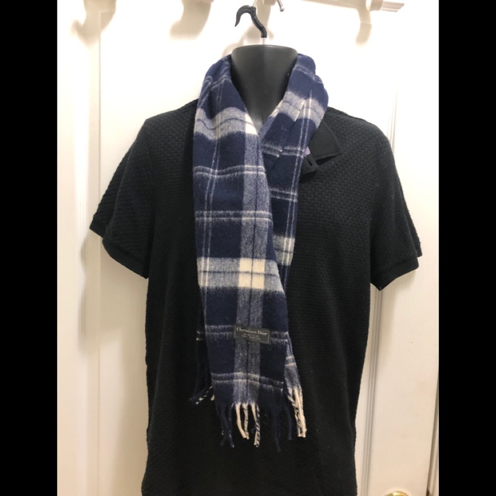Christine Dior vintage scarf. Navy blue & gray
